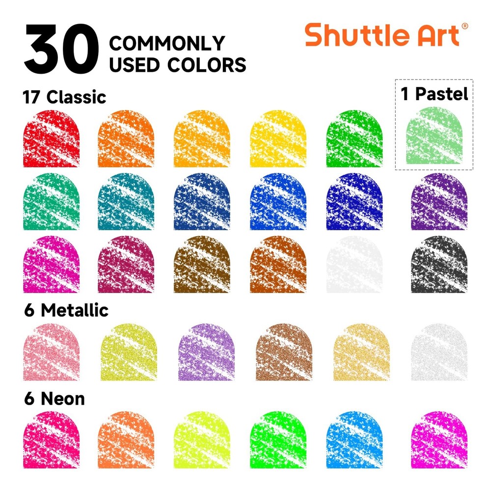 Shuttle Art Tempera Paint Sticks 30 Solid Colours Quick Drying Works Great...