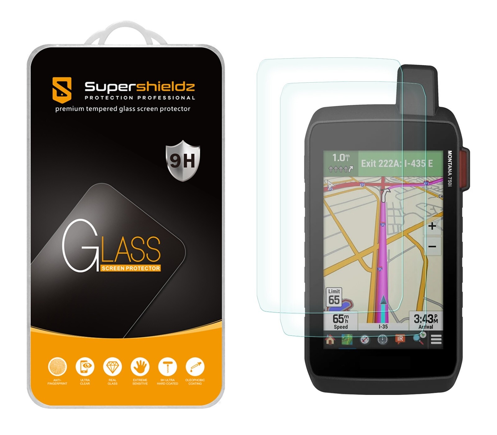 2X Supershieldz Tempered Glass Screen Protector for Garmin Montana 750i/700/700i