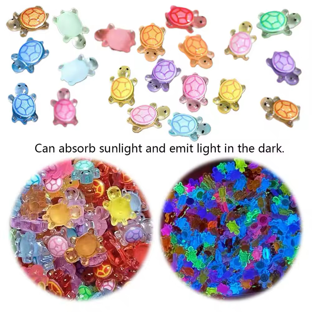 100Pcs Mini Resin Turtles Night Glow Turtle Figurines Realistic Tiny Turtles