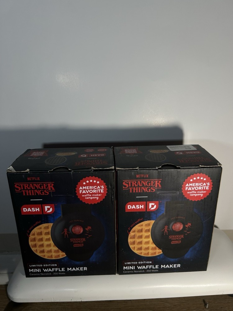 2 Pack Dash Stranger Things Mini Waffle Maker Limited Edition 4” Nonstick New