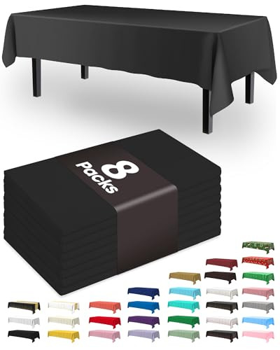 Plastic Table Cloth Disposable - 8 Packs, Table Cloth for Retangle Table,