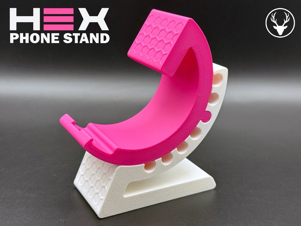 HEX Desktop Phone Holder Universal Hexagonal Pattern Pink Blue White Black