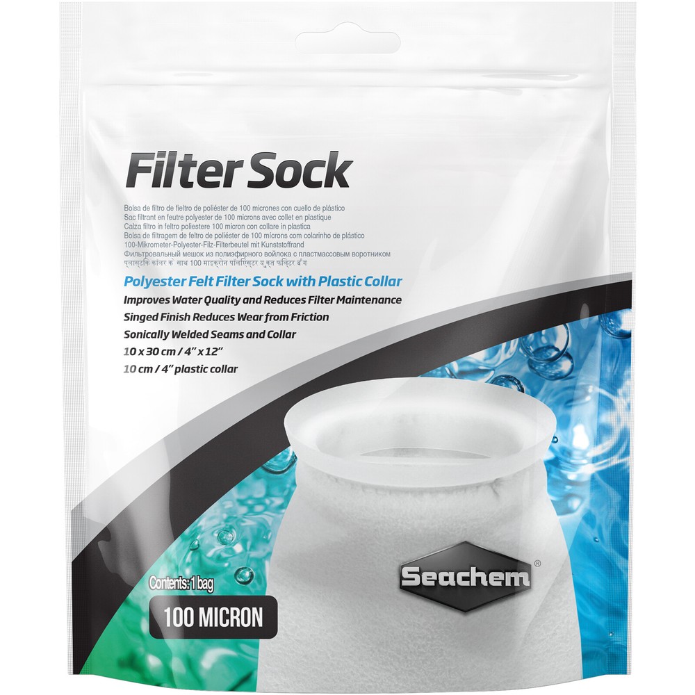 Seachem Filter Sock Small 100 Micron Felt Polyester with Plastic Collar