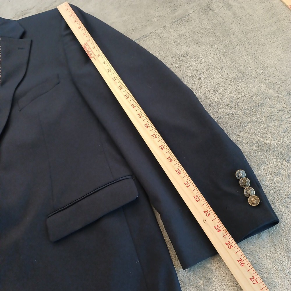 Chaps Blazer Mens 46 Blue Polyester Blend Two Button Single Vent