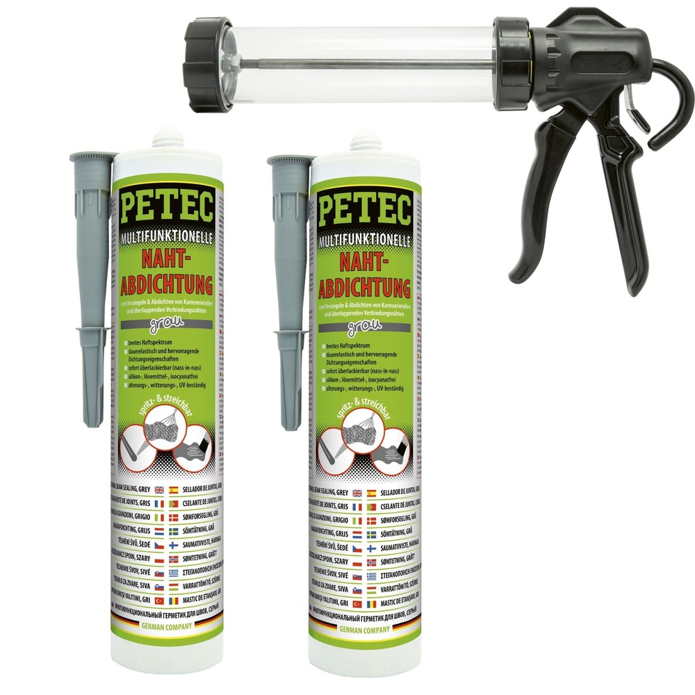 Petec 2x Multifunctional Seal Grey Black 310ml Selection + Spray...