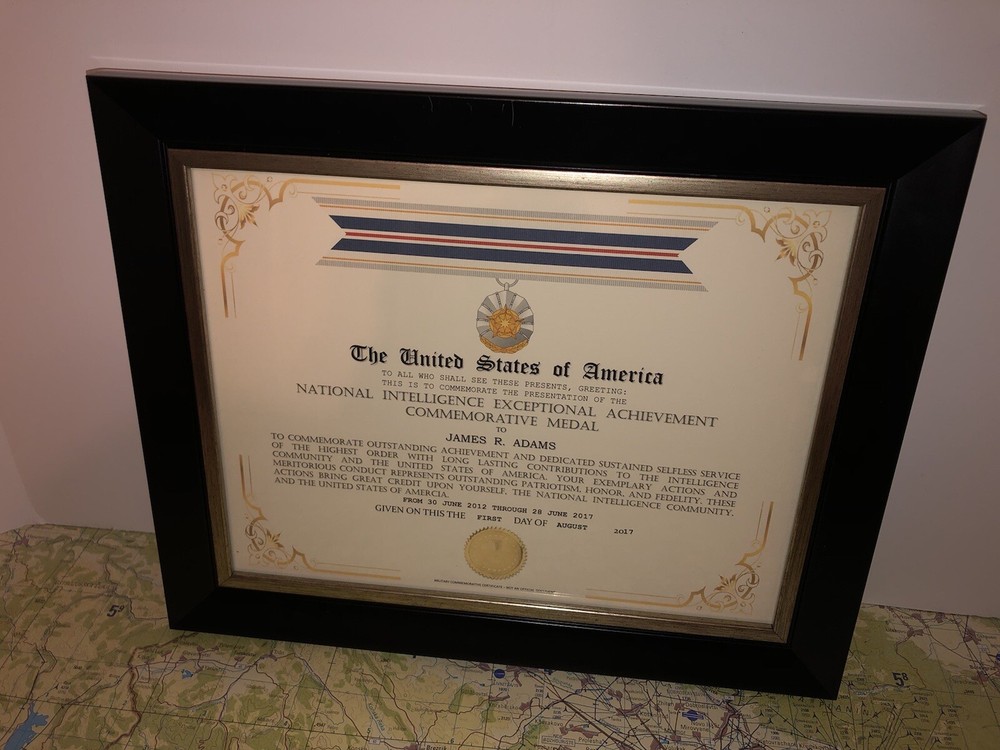 NATIONAL INTELLIGENCE EXCEPTIONAL ACHIEVEMENT COMMEMORATIVE CERTIFICATE Type-1