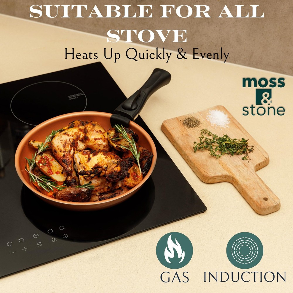 Copper Pots And Pans Set Nonstick, Removable Handle Cookware, Stackable Pots ...