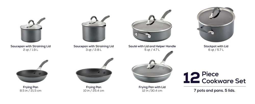 Circulon A1 Series w/ Scratch Defense Non-Stick Cookware Set, 12pc, Graphite