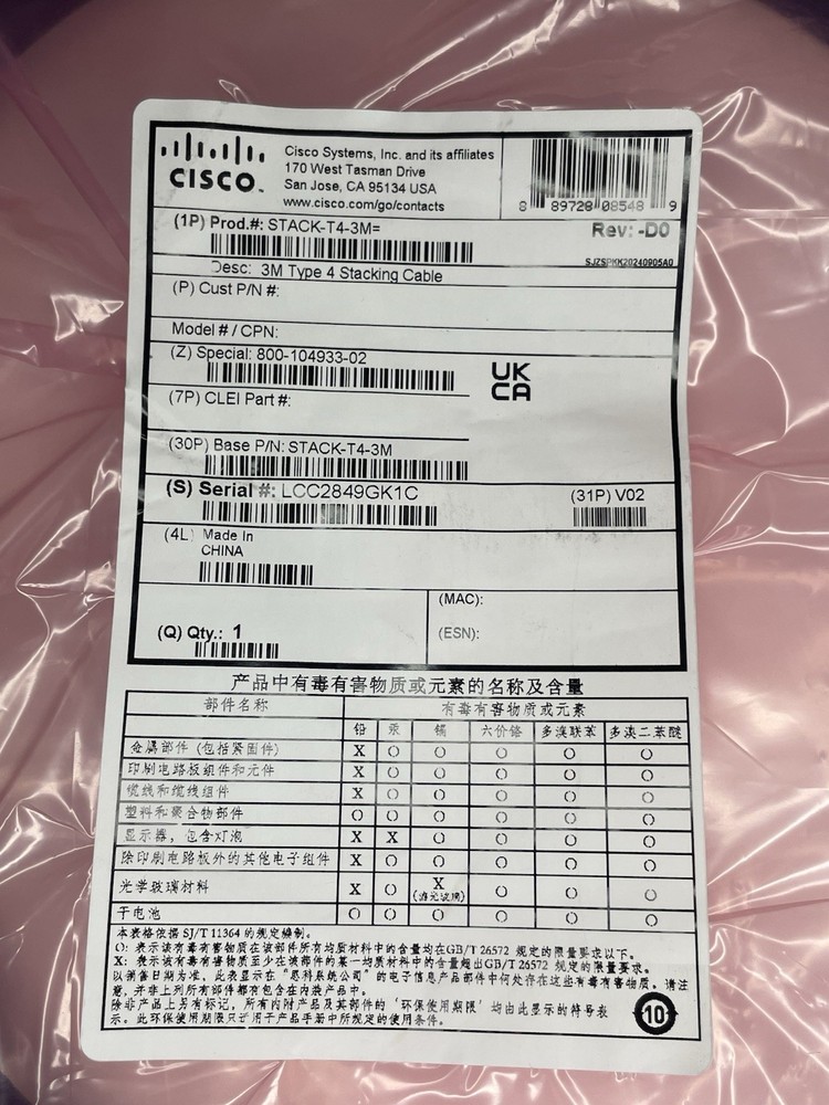 Cisco C9200 3M Type 4 Stacking Cable STACK-T4-3M