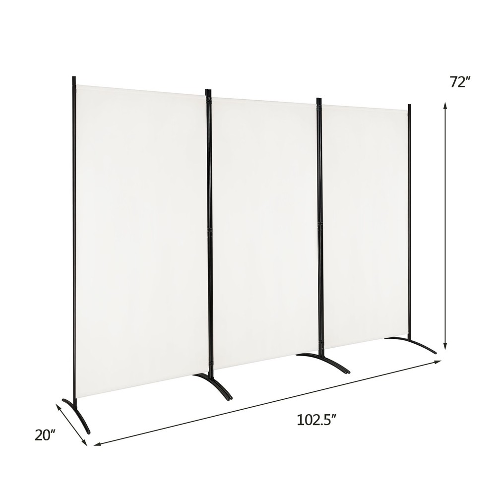 Folding Privacy Partition Screen 3-Panel Room Divider for Office Room White