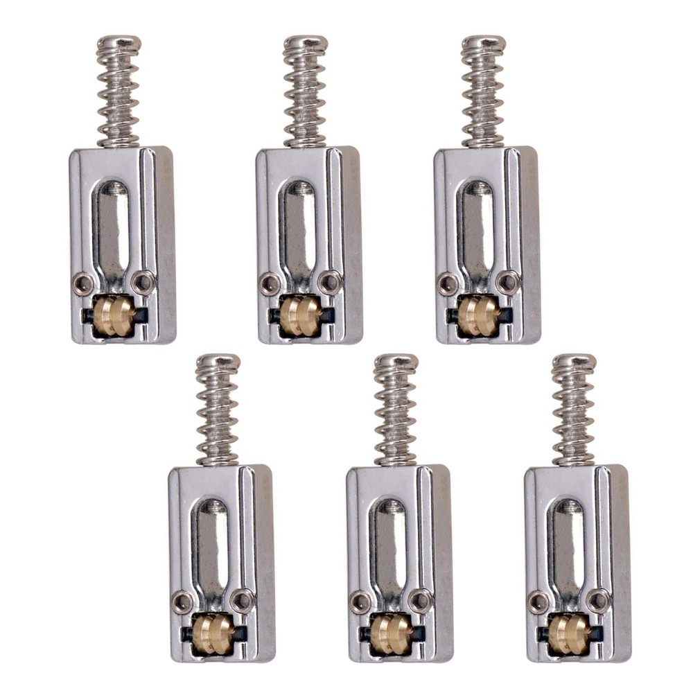 6*Chrome Plated Metal Roller Saddle Guitar Bridge String Saddles For E-Guitar