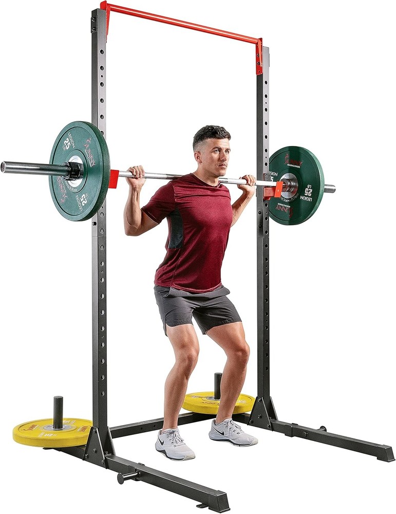 Power Cage & Squat Rack In High Weight Capacity W/ J-Hooks Adjustable Pull Up