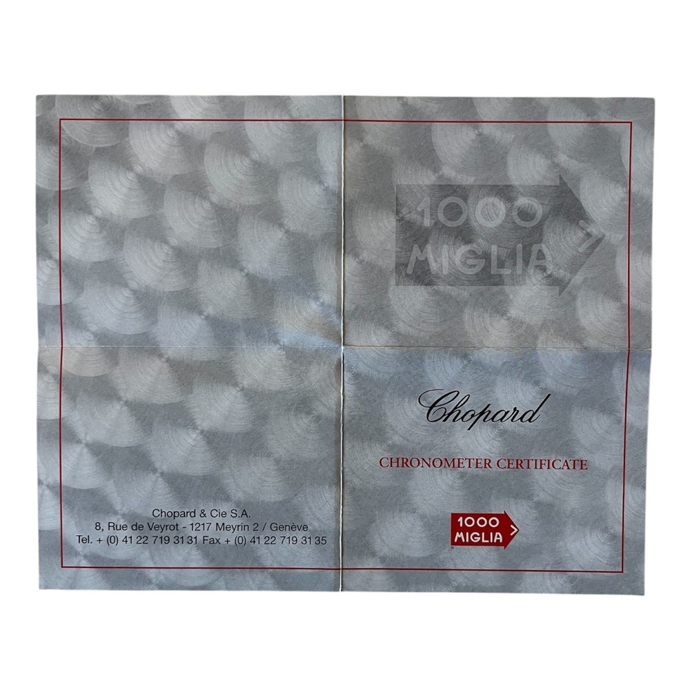 Chopard 1000 Miglia Chronometer Watch Blank Open Certificate