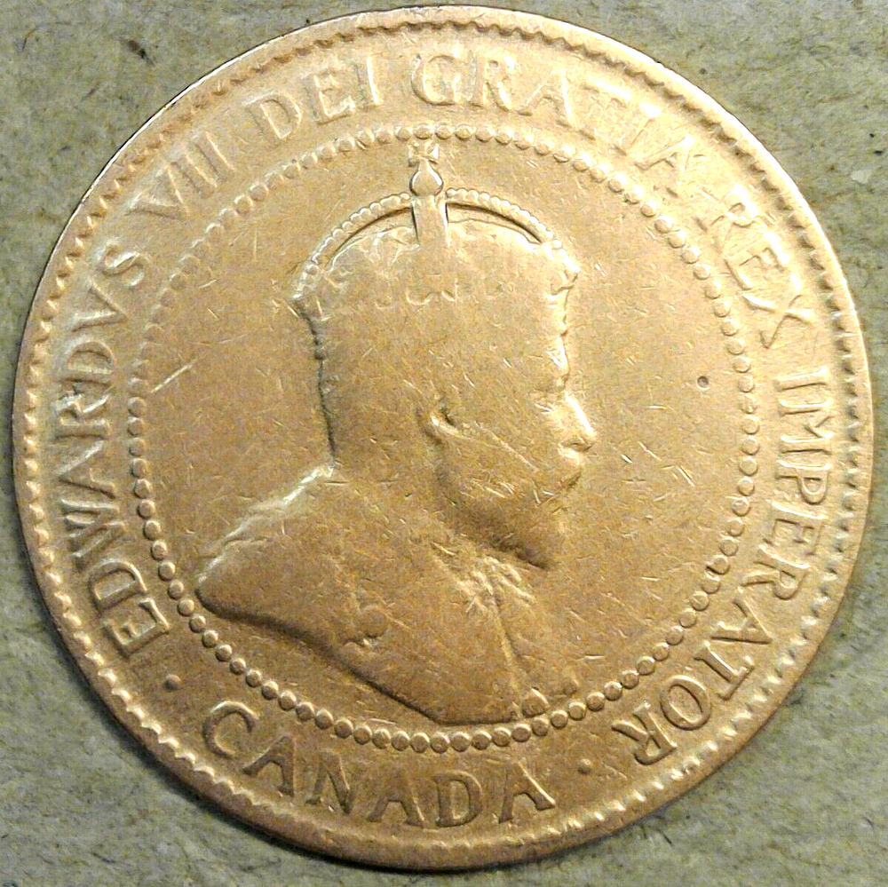1907 Canada Large Cent Circulated Brown King Edward VII