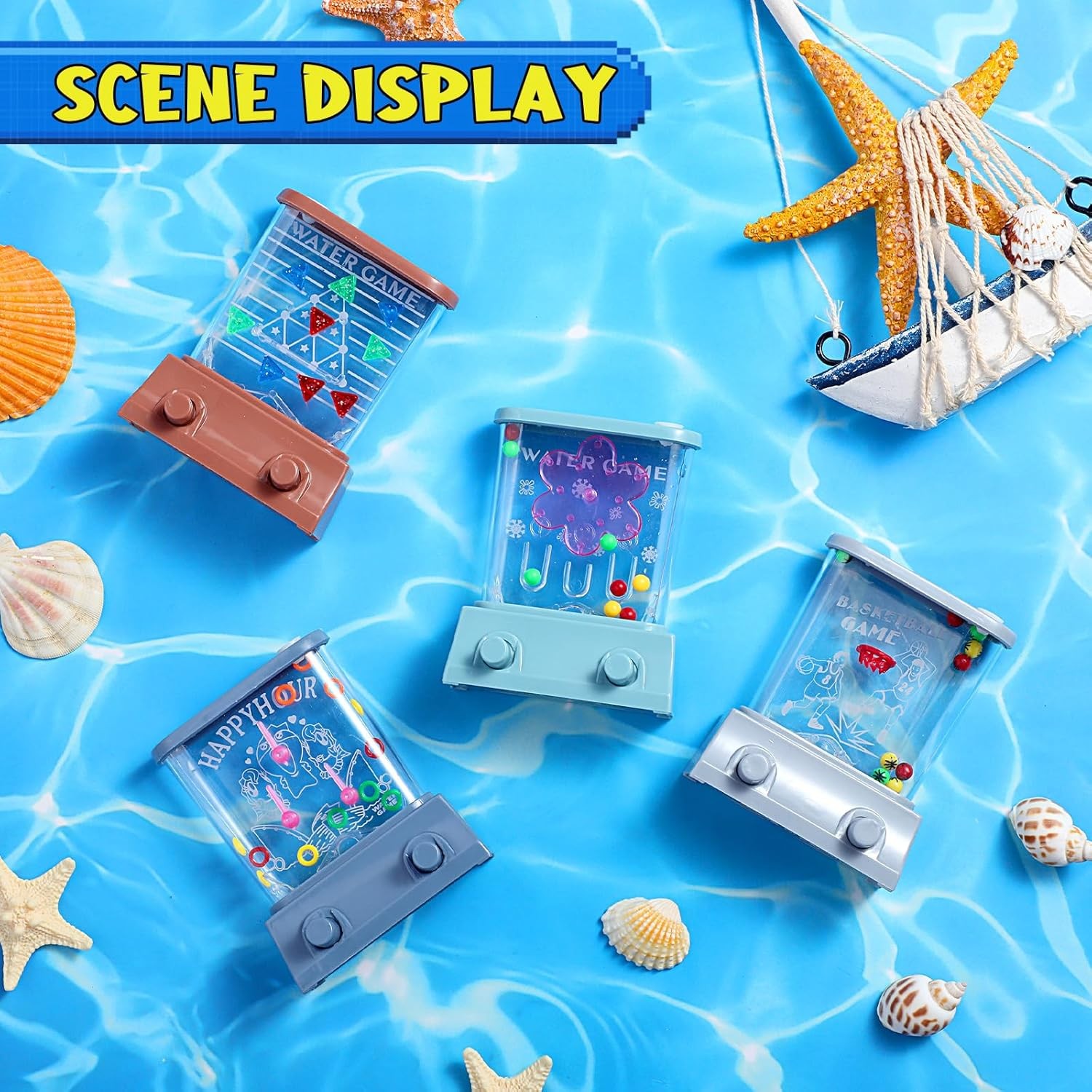 4 Pcs Water Ring Toss Game - Handheld Basketball Fun for Adults - Beach...