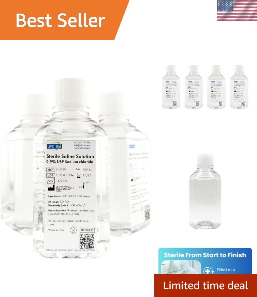 Dependable 0.9% Normal Saline Solution - Sterile USP, 2000 mL Total - Lab Ready