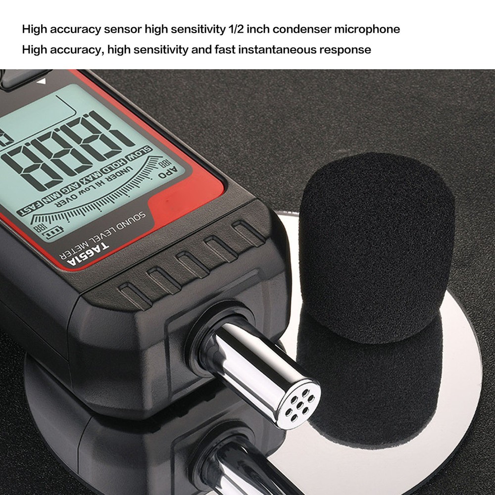 Sound Level Meter Sensitive Quick Response LCD Backlit Noise Tester Black