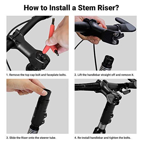 Bike Stem Riser Extender MTB Handlebar Stem Adapter with Hex Key for 1-1/8"