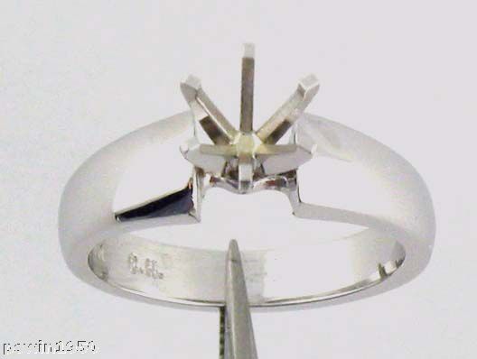 2Ct Solitaire Engagement Ring Mounting 14K solid White Gold Heavy Ring Setting