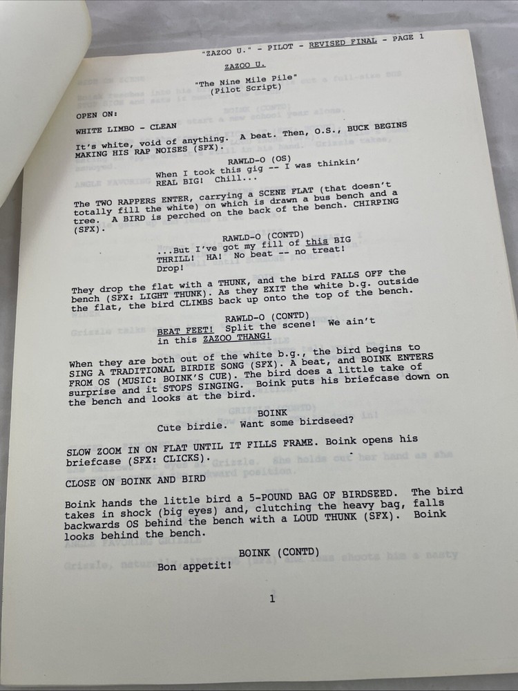 Zazoo U The Nine Mile Pile Pilot Script Revised Final 1990