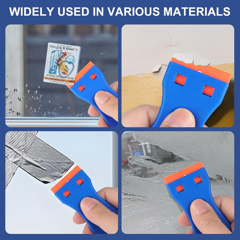 Plastic Razor Blade Scraper Tool, 2 Pcs Razor Scraper with 20 Pcs Plastic Blades
