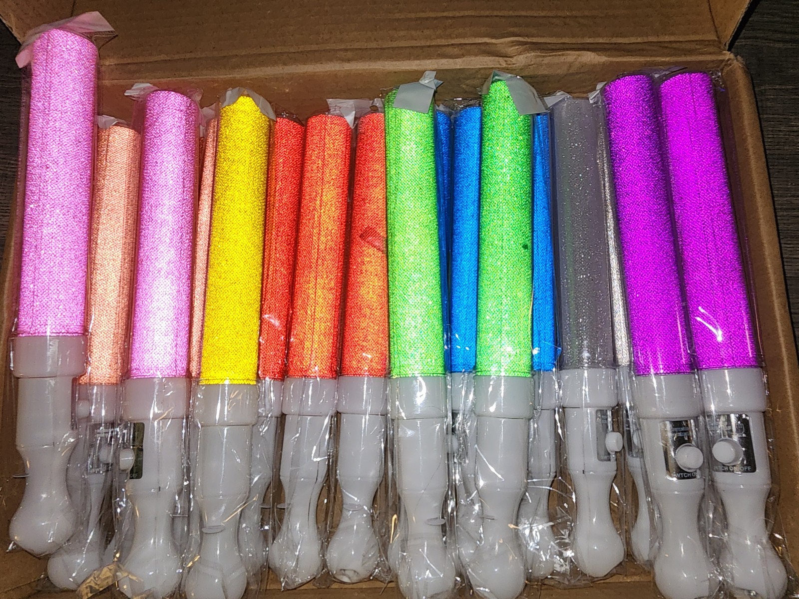 24 LED Light Up Wands Sticks Plastic Party Favors for Raves, Halloween, Concerts