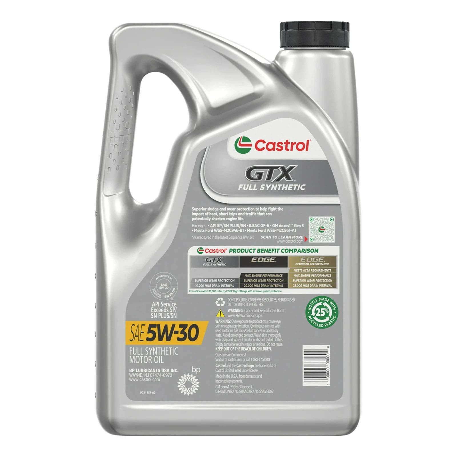Castrol 5W-30 GTX Full Synthetic Engine Motor Oil 5 Quart Sludge Defense - New