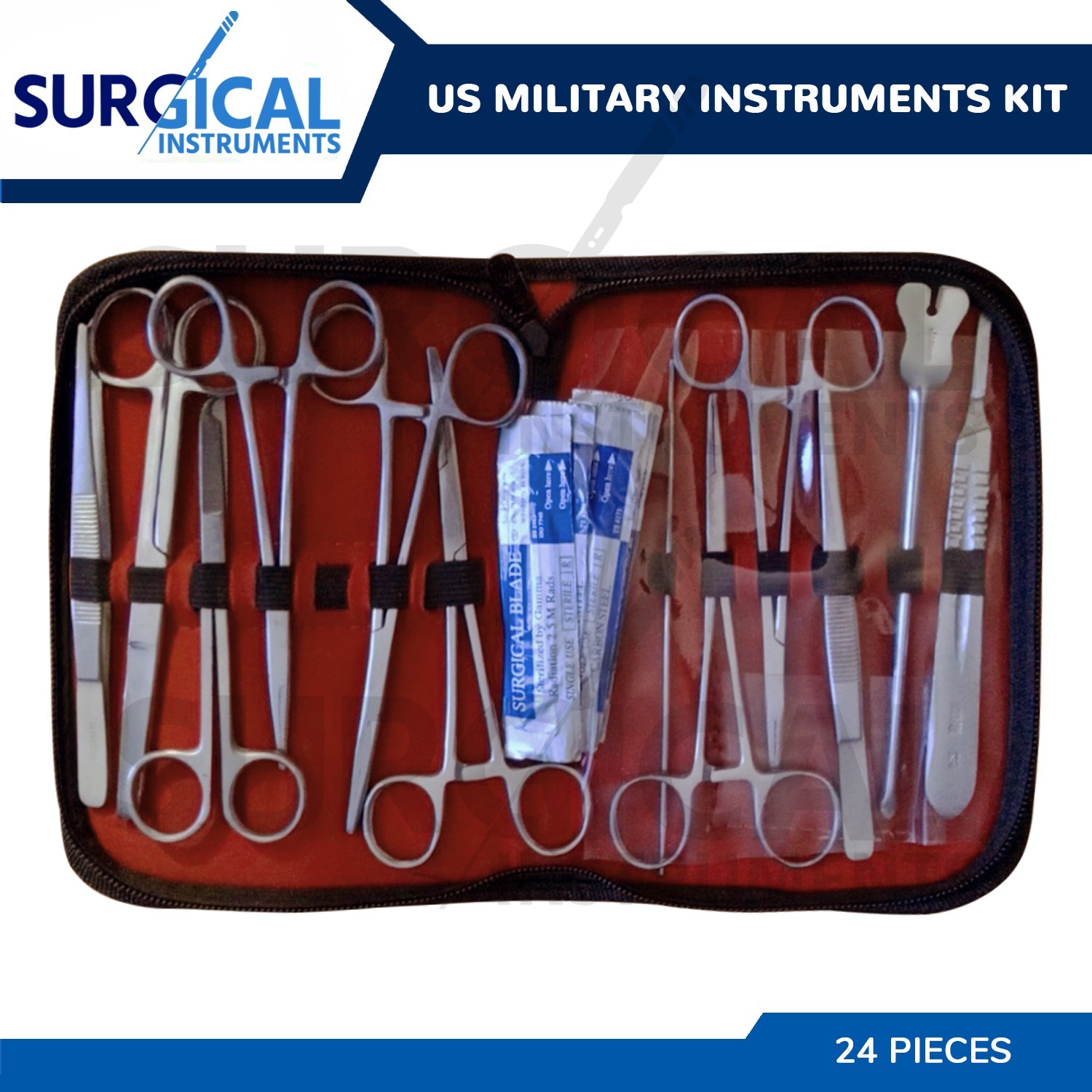 24-Pcs Military Style Surgical Kit US Field Medical Instrument For EMT Doctor