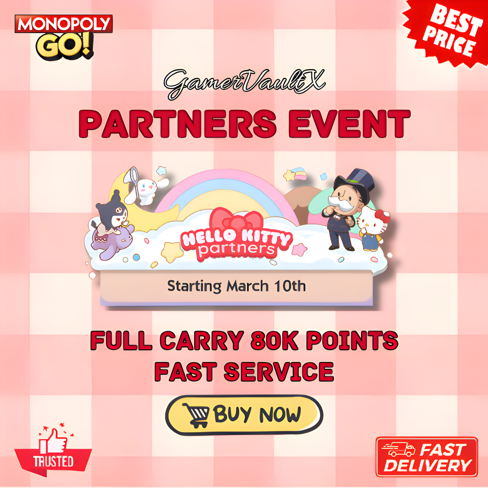 Monopoly_Partner_Event _Go⚡️Hello Kitty Partners ⚡️  24 Hours full carry