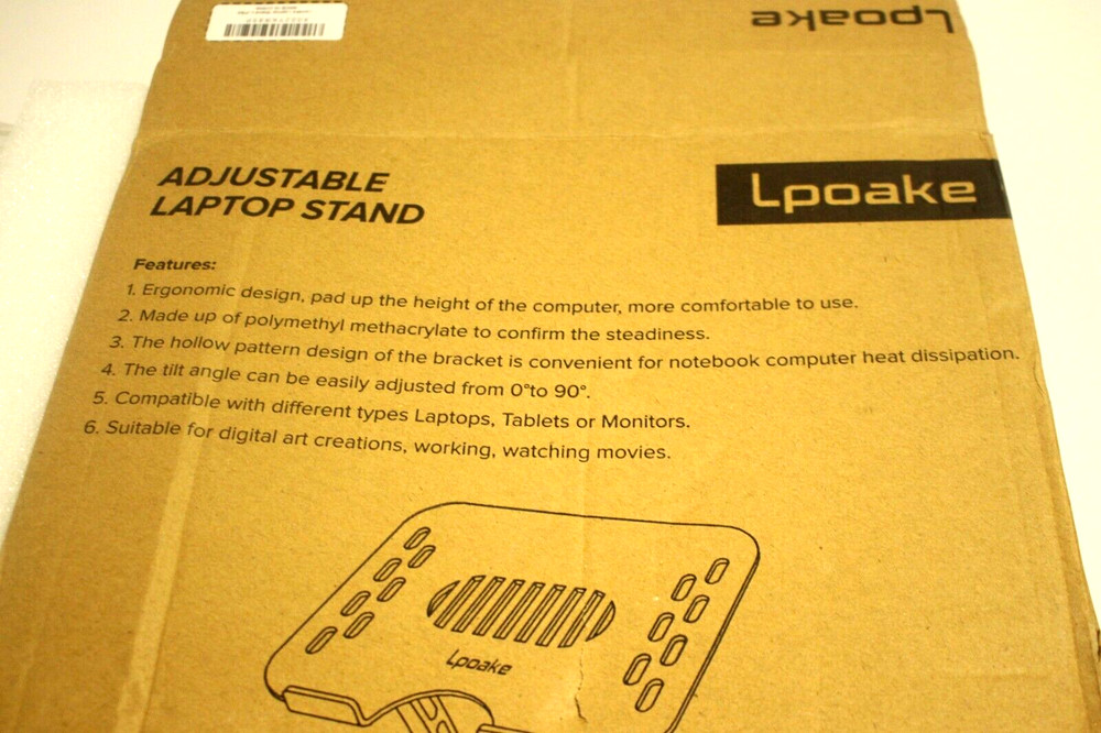ADJUSTABLE LAPTOP STAND ANGLE HEIGHT ADJUTABLE STURDY COOLING CLEAR