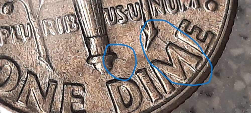 1993 P Roosevelt Dime Reverse Die Crack ERROR