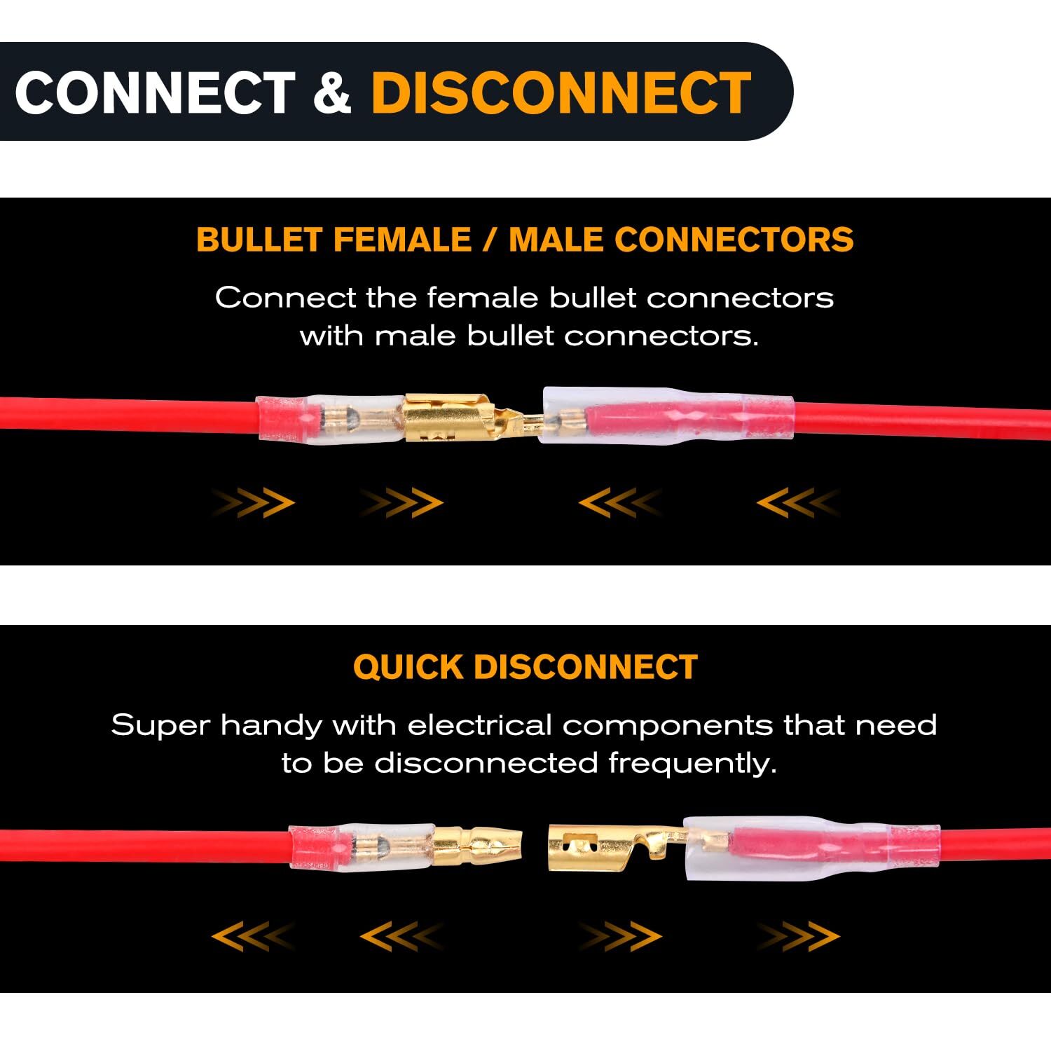 Nilight 400PCS Bullet Connectors Male and Female Brass Wire Terminals Connector