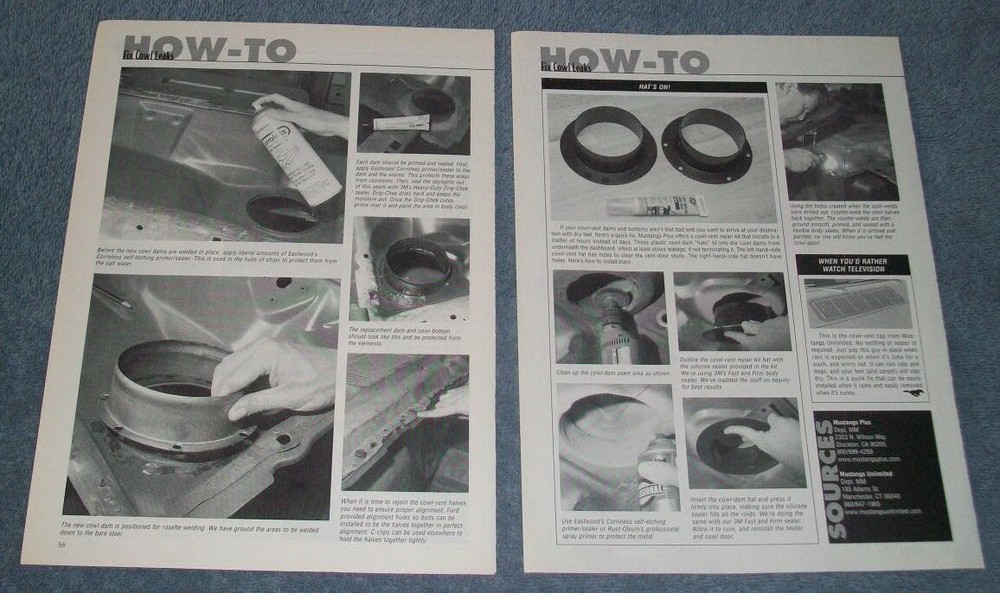 Ford Mustang Cowl Vent Rust Repair Tech Info Article ---From 2003---