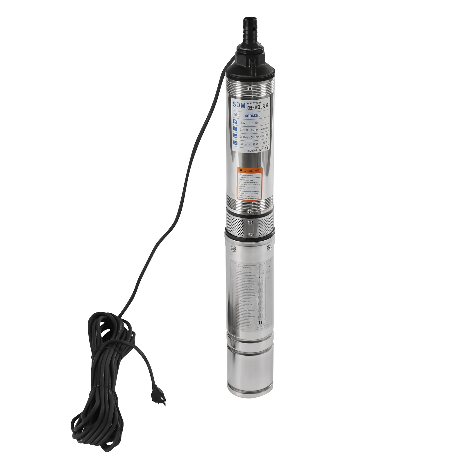 Submersible Pumps OD Pipe 110V/60HZ 0.37KW 0.5HP Stainless Steel Well Pump