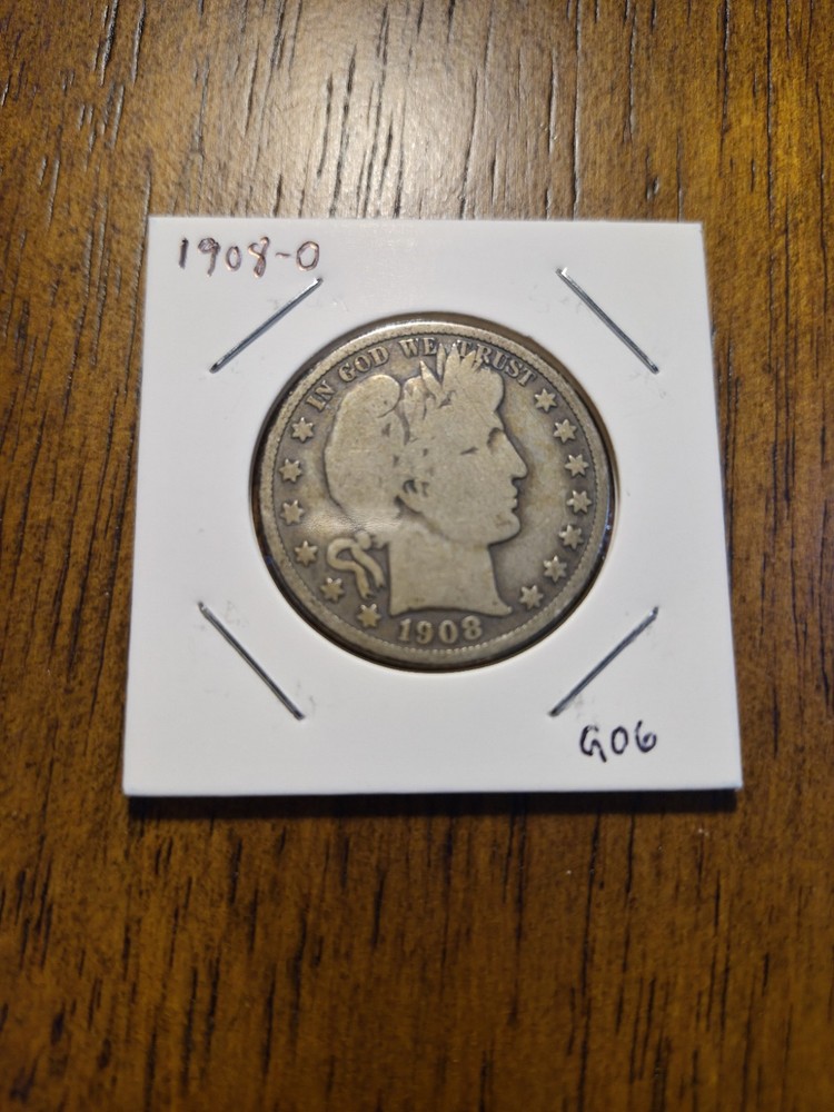 1908-O Barber Half Dollar, 90% Silver