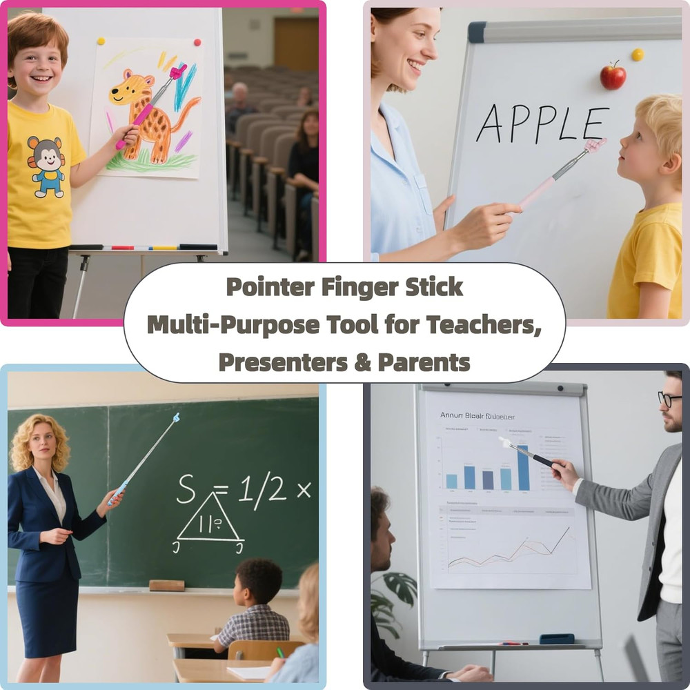 4 PCS Extendable Pointer Finger Stick - Bright Colored Telescopic Teachers Point