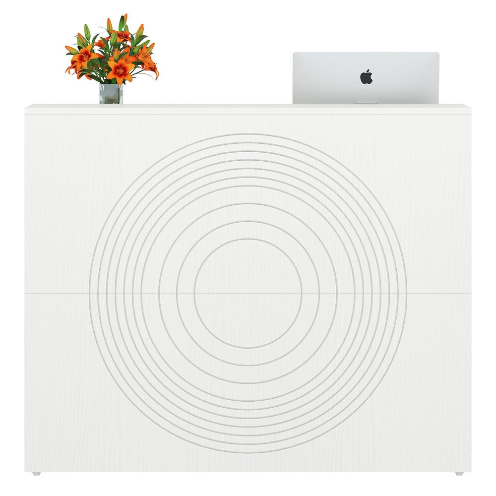 White Modern Reception Desk with Counter Top, Front Desk Reception Room Table
