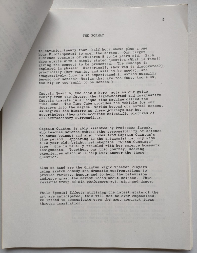 Captain Quantum Television Show Proposal script by Fred Alan Wolf physicist 1979