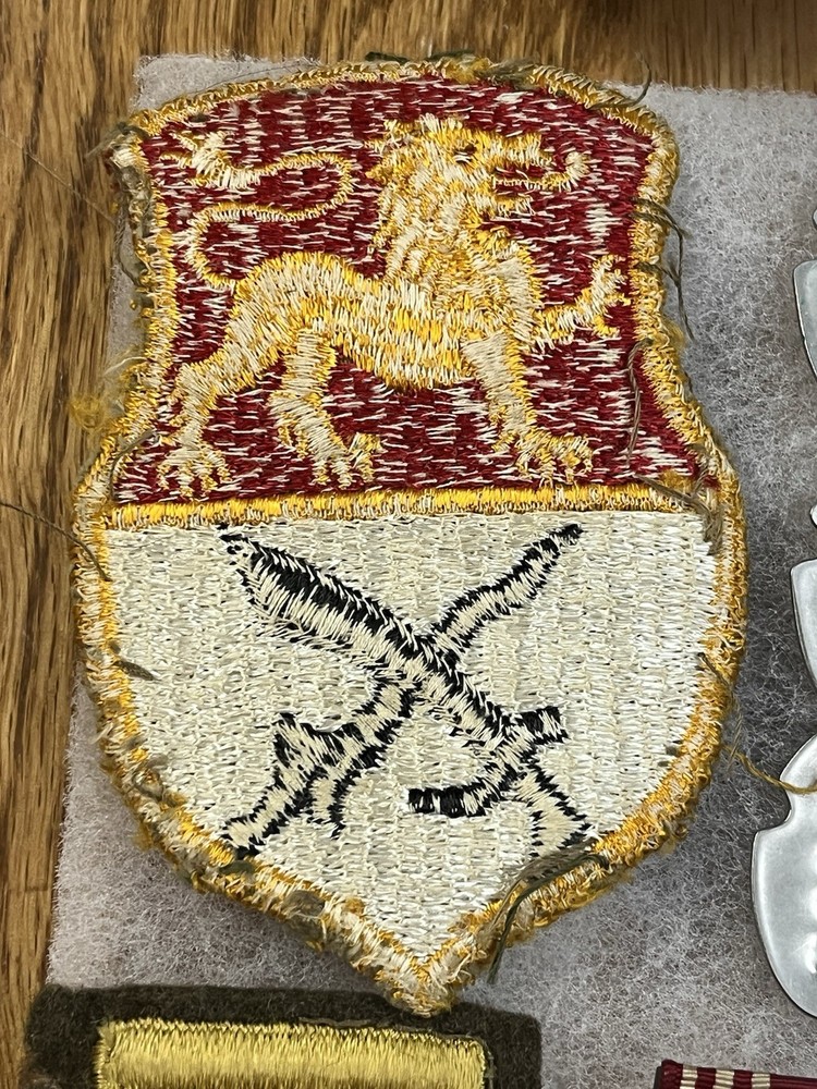 WWII 15th Cavalry Regiment Grouping Papers Dog Tags Ribbons Pins ETC ETO Neat