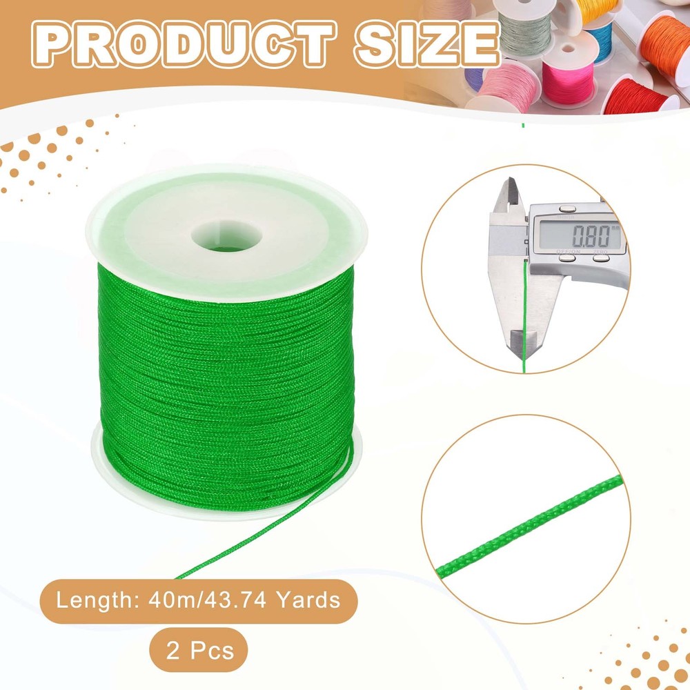 2 pcs 0.8mm String for Bracelets, 44 Yards Beading Thread(Grass Green)