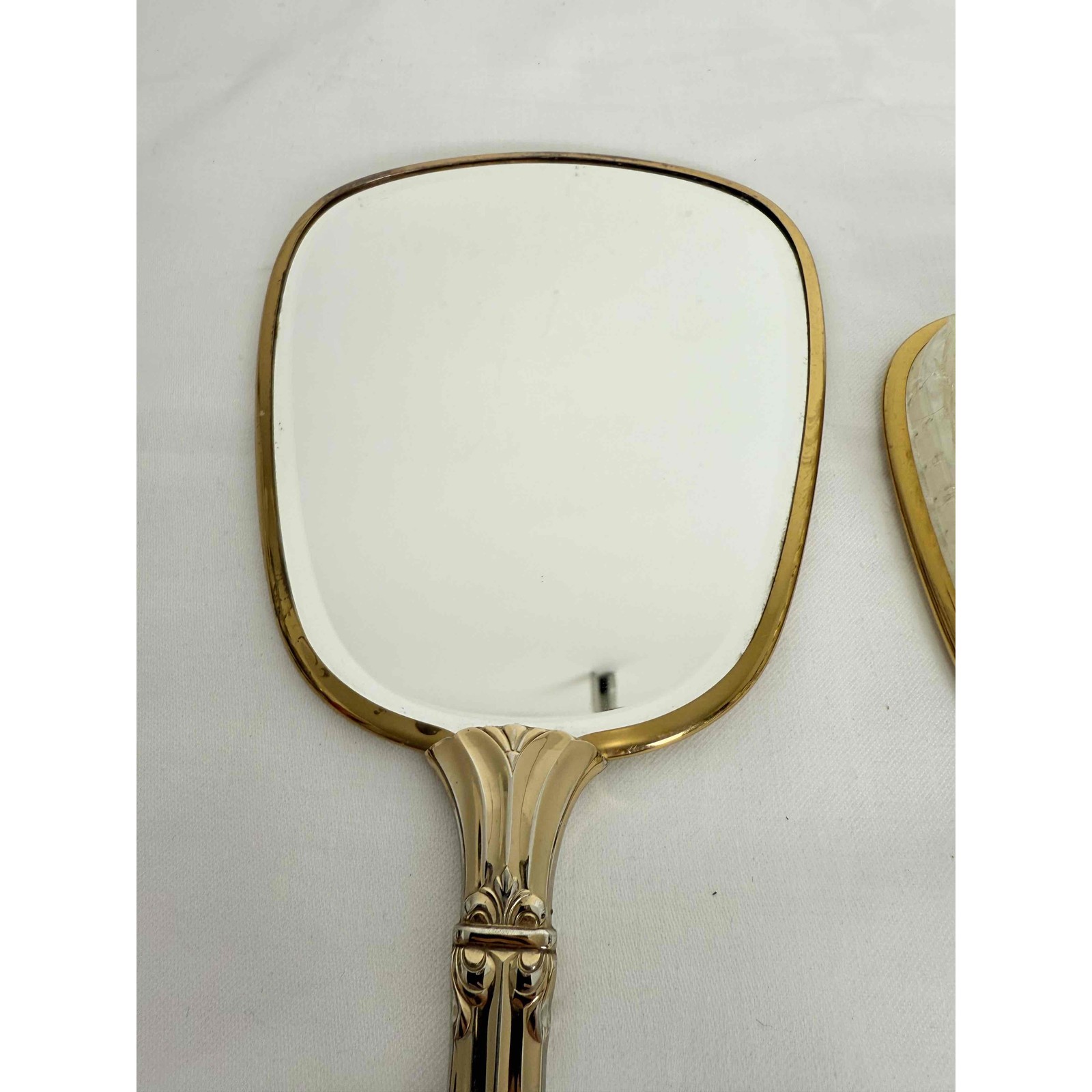 Vintage Gold Floral Pattern Vanity Set With Hand Mirror And Brush