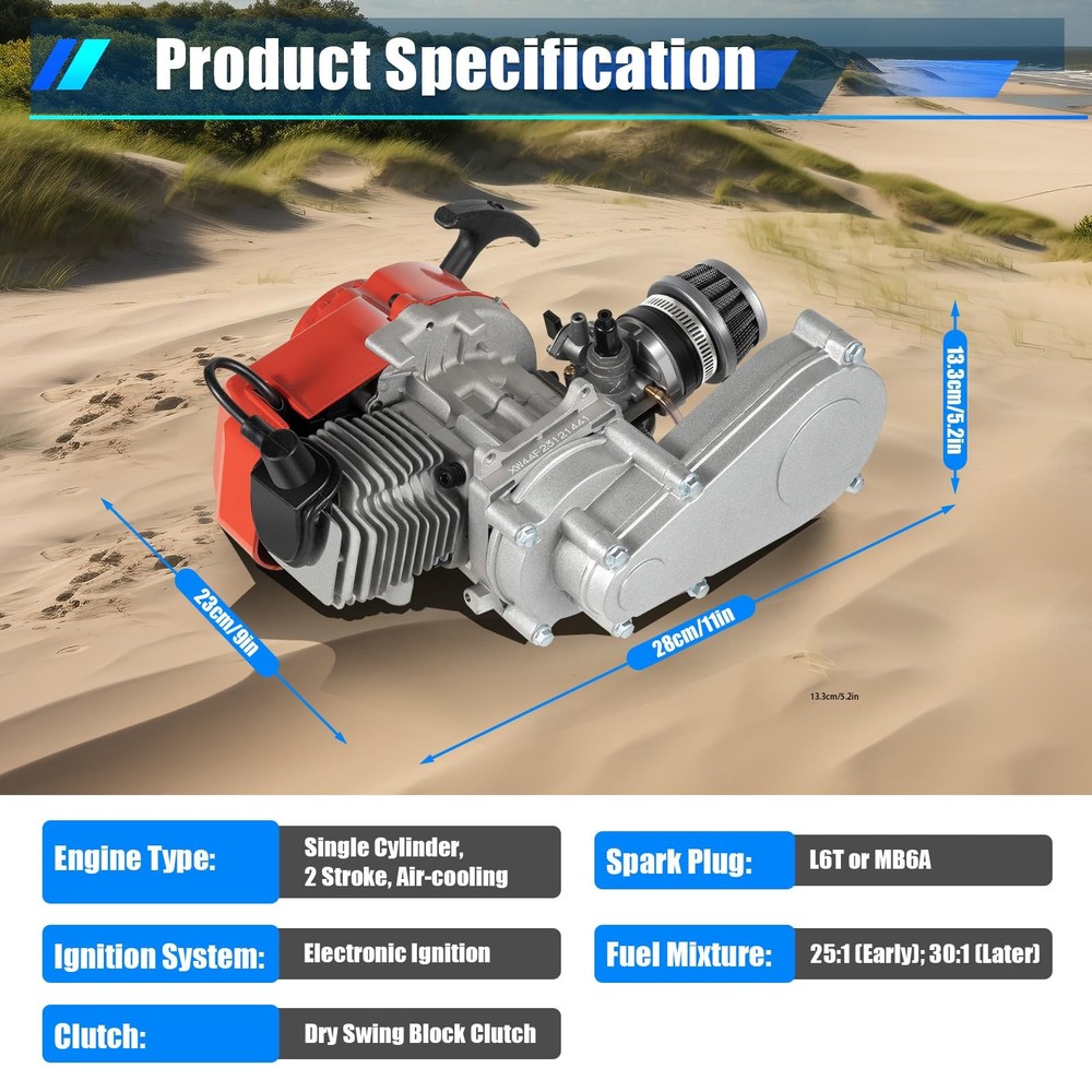 49CC 2-Stroke Engine Kit Pull Start Carb Air Filter for ATV Scooter