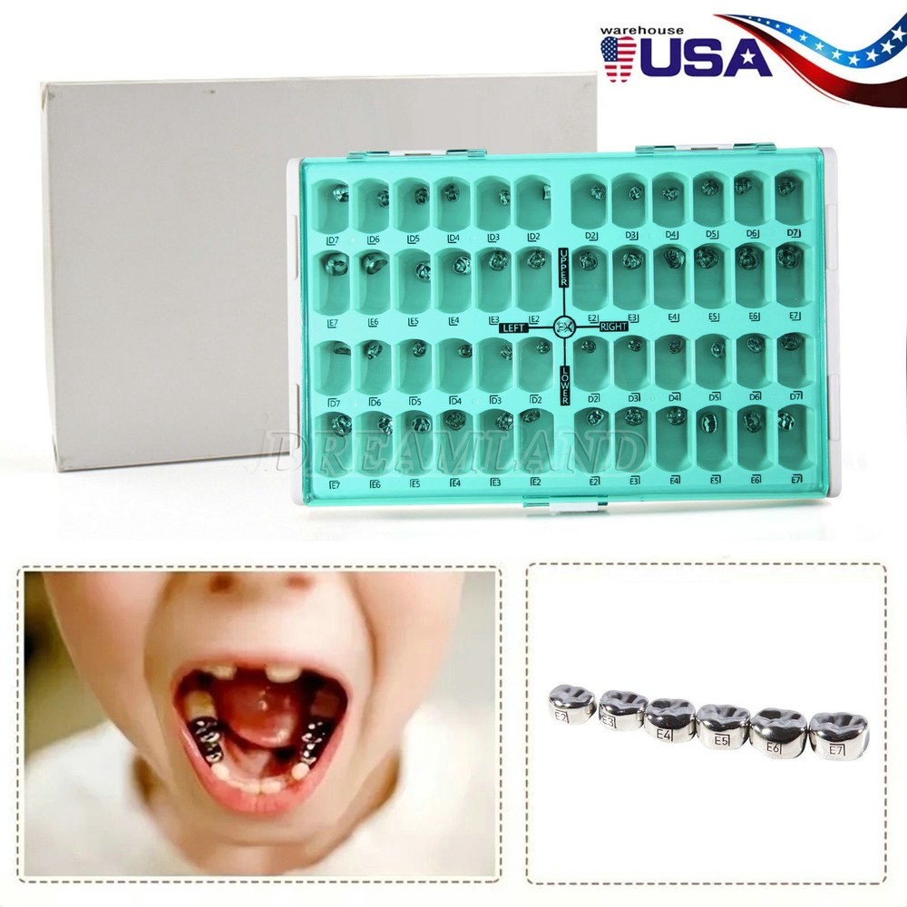 48 ASSORTED PRIMARY MOLAR STAINLESS STEEL CROWNS - COMPLETE KIT