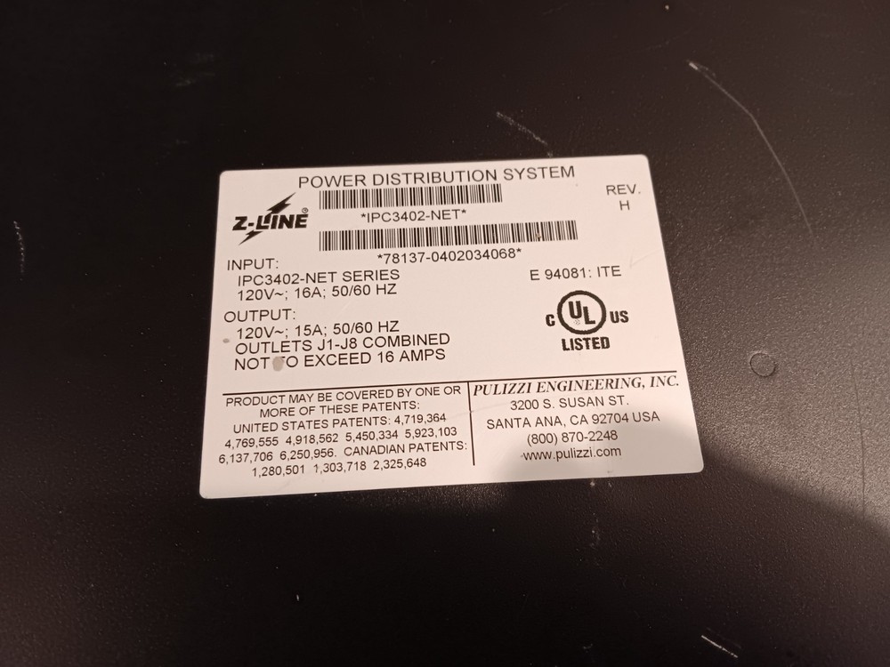 Pulizzi Engineering IPC3402-NET Intelligent Power Controller 16A - UNTESTED
