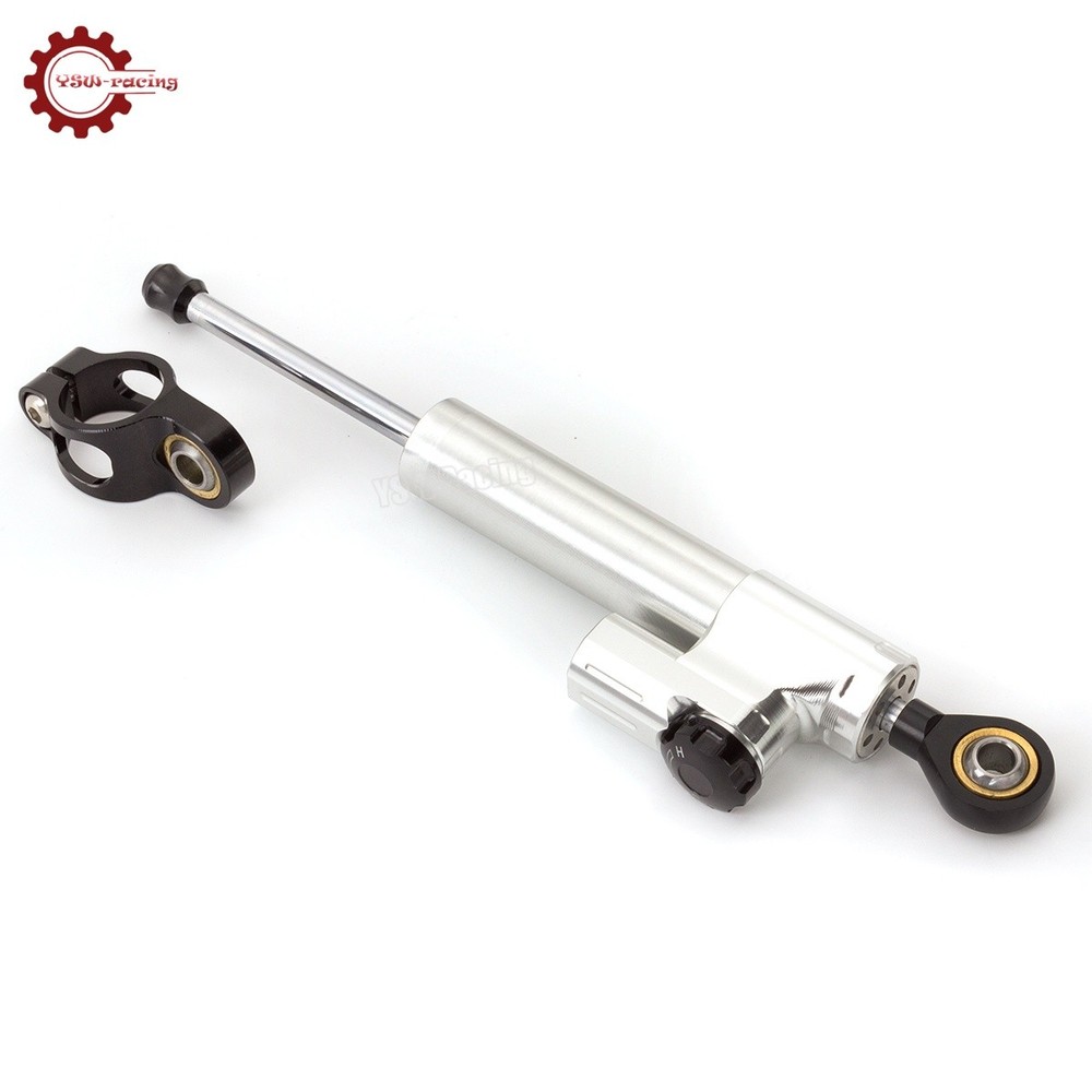 CNC Silver Steering Damper Motorcycle Stabilizer Linear Reversed Safe Control US