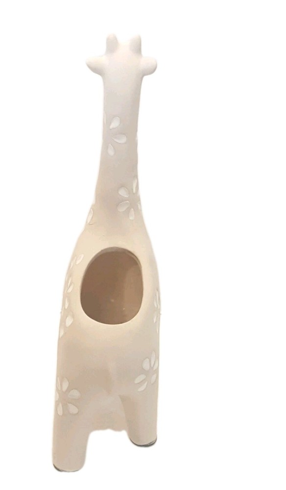 Boho Style Beige Ceramic Starburst Pattern Giraffe Planter Statue