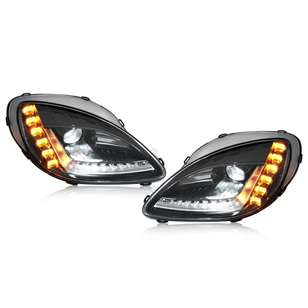 Black/Chrome LED Sequential Projector Headlight For Chevy Corvette C6 2005-2013