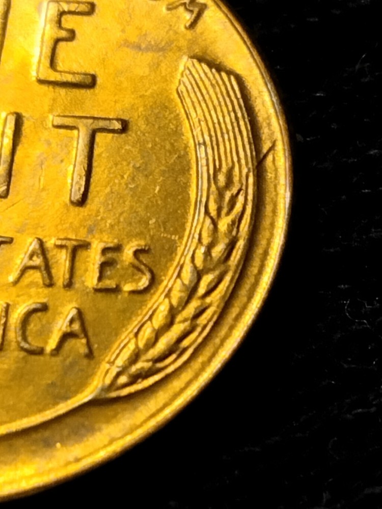1956 P Lincoln Wheat Cent Retained Die Breaks Error
