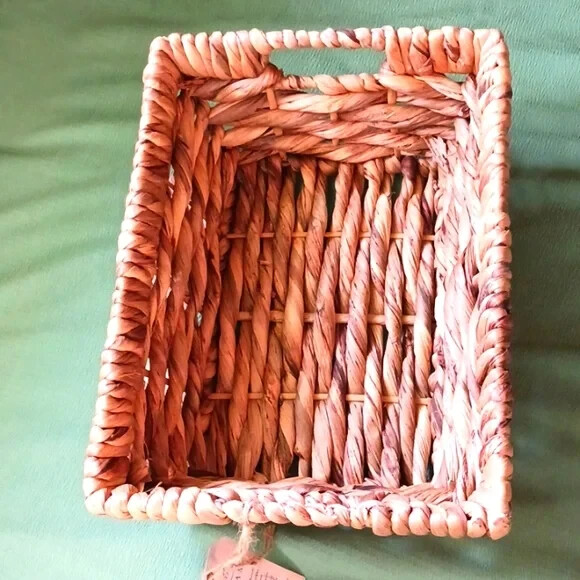 New Handcrafted in Vietnam rectangular Basket with Handles