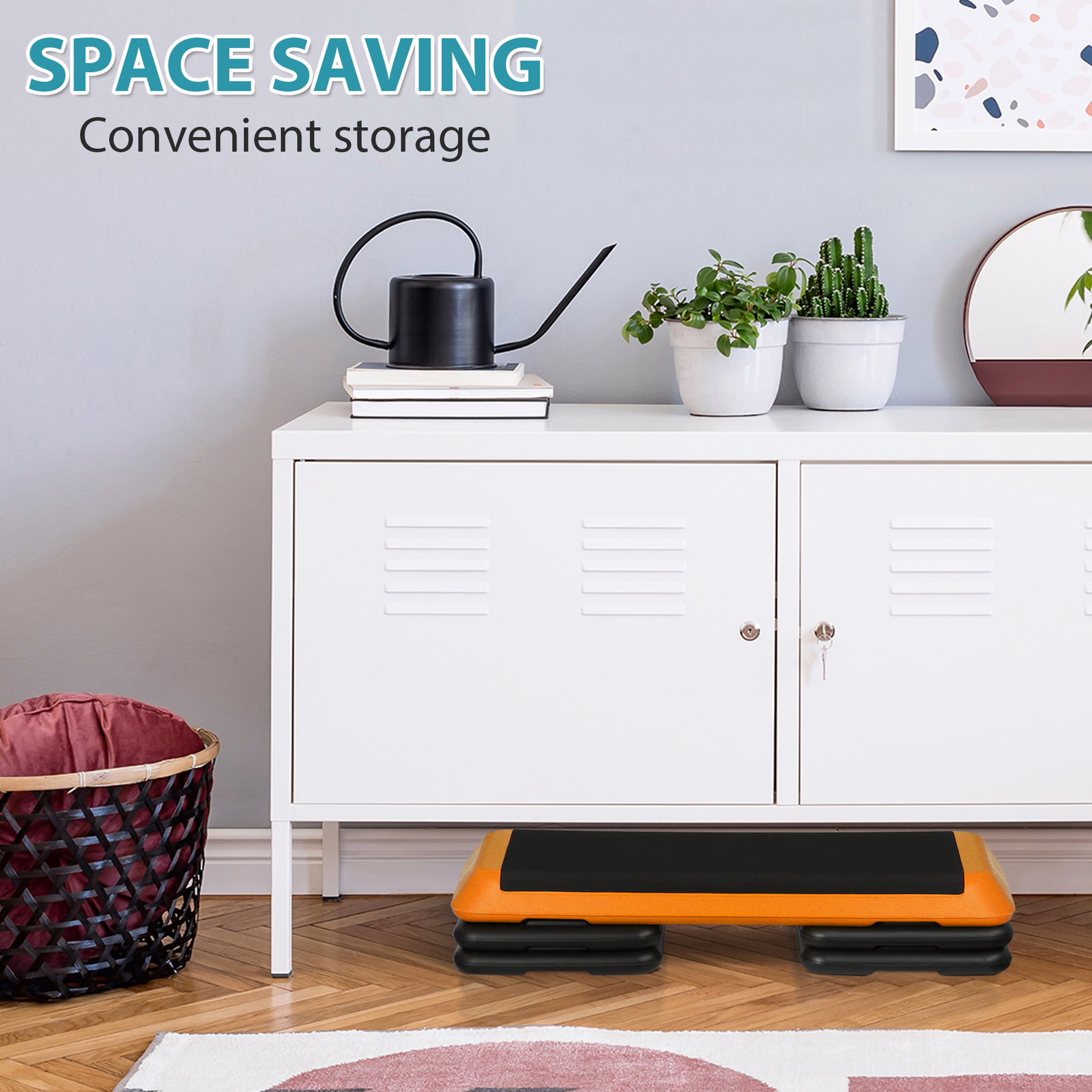 43'' Exercise Aerobic Step Platform Adjustable Fitness Stepper w/4 Risers Yellow